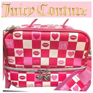 Juicy Couture Signature Logo Lips & Hearts Insulated Double Zip Cooler Bag